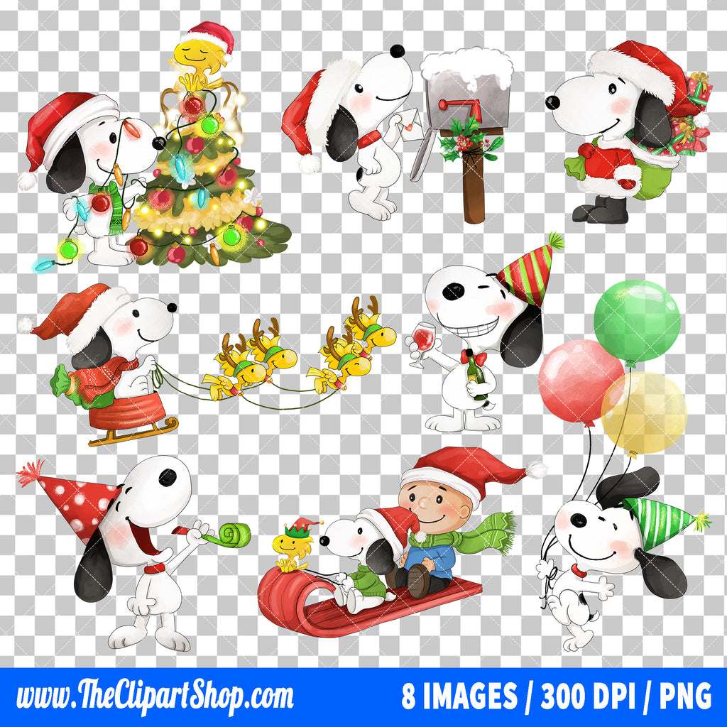 Snoopy Christmas Clipart PNG Bundle