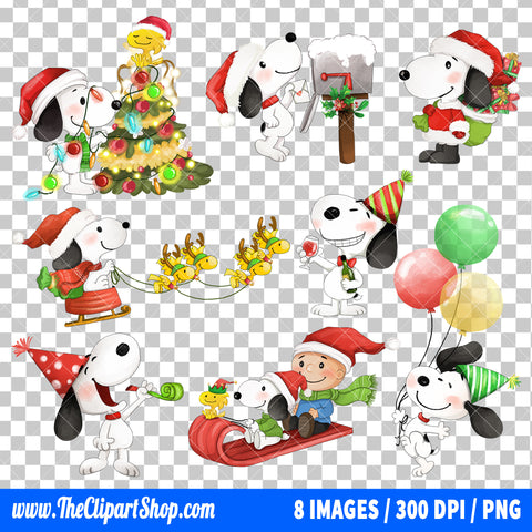 Snoopy Christmas Clipart PNG Bundle