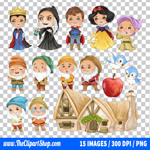 Snow White And The Seven Dwarfs Clipart PNG Bundle #2