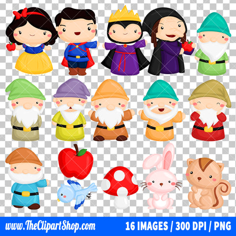 Snow White And The Seven Dwarfs Clipart PNG Bundle