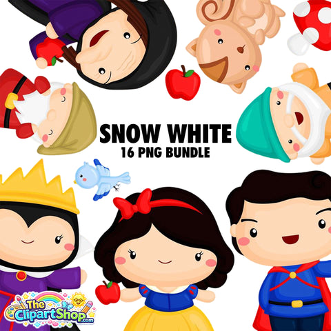 Snow White Clipart PNG Bundle