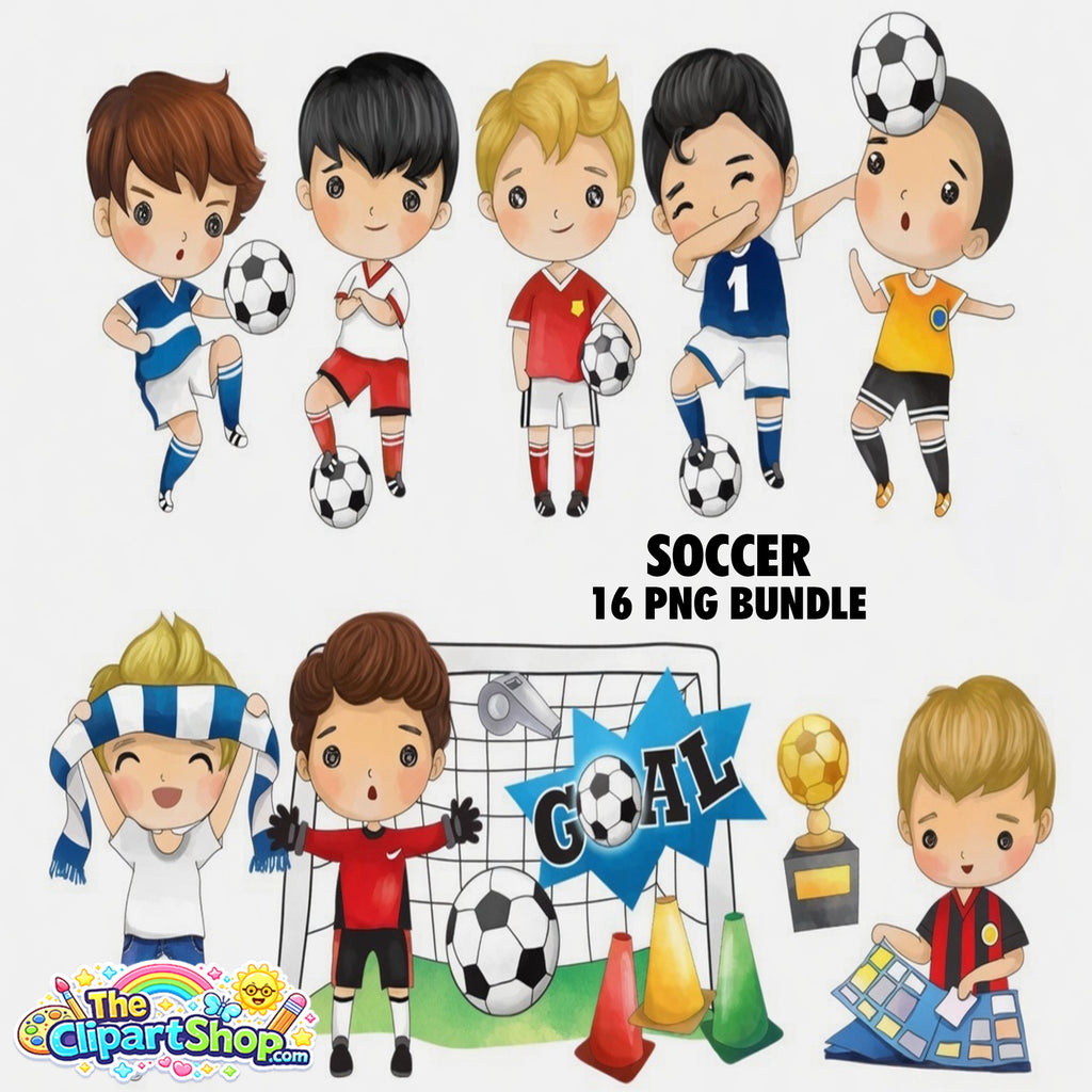 Soccer Clipart PNG Bundle