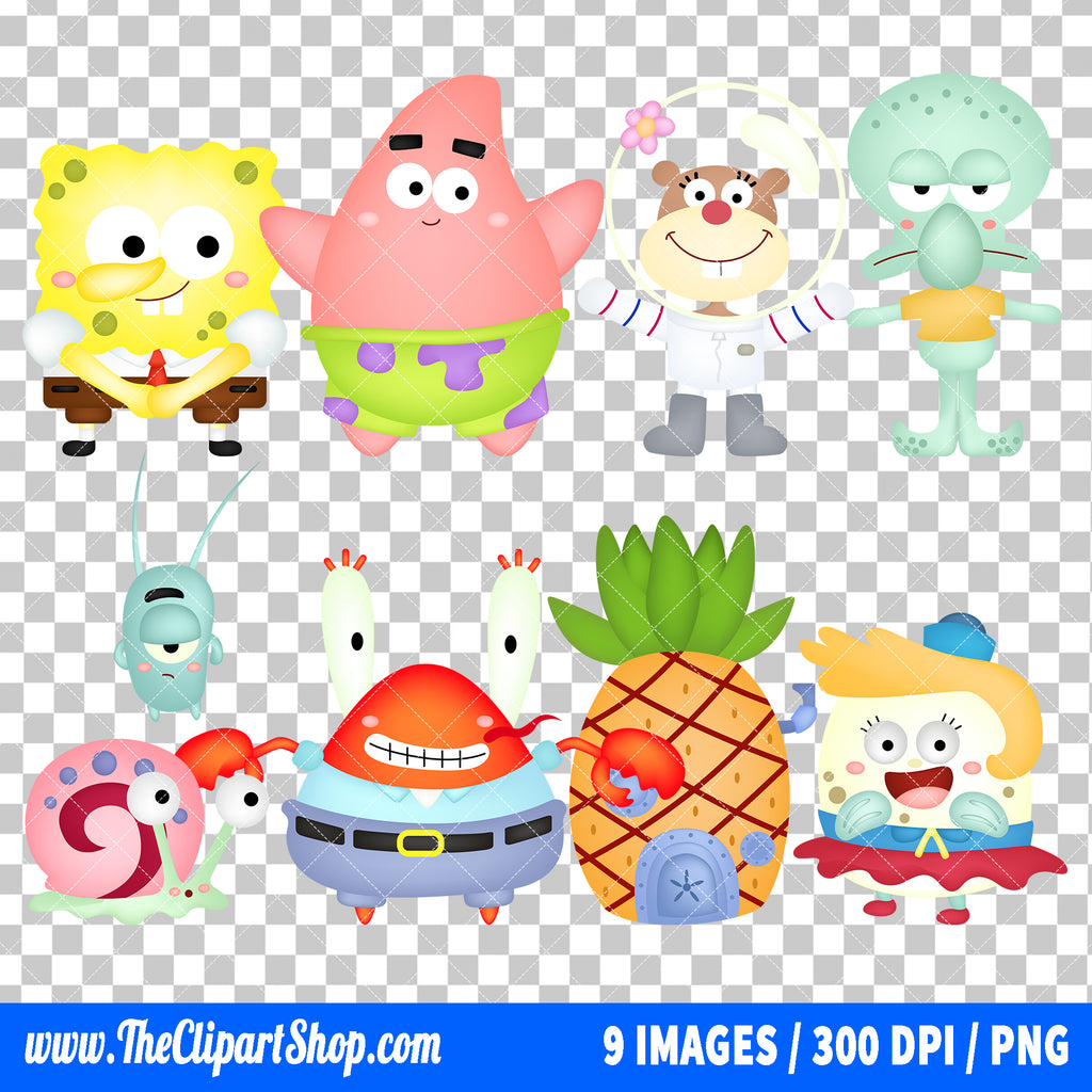Spongebob Squarepants Clipart PNG Bundle