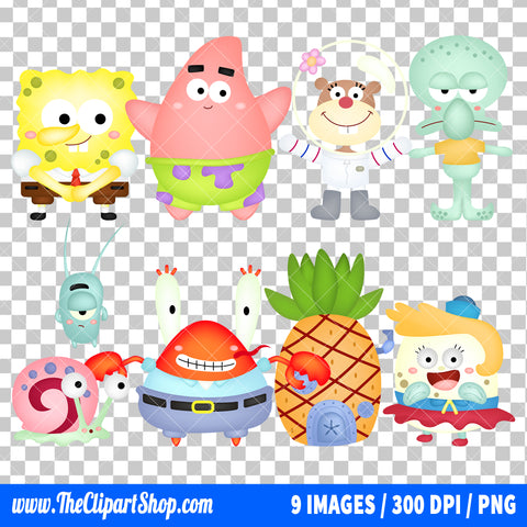 Spongebob Squarepants Clipart PNG Bundle
