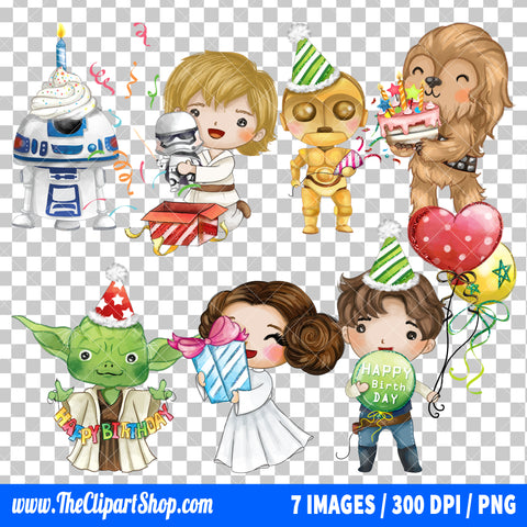 Star Wars Birthday Clipart PNG Bundle