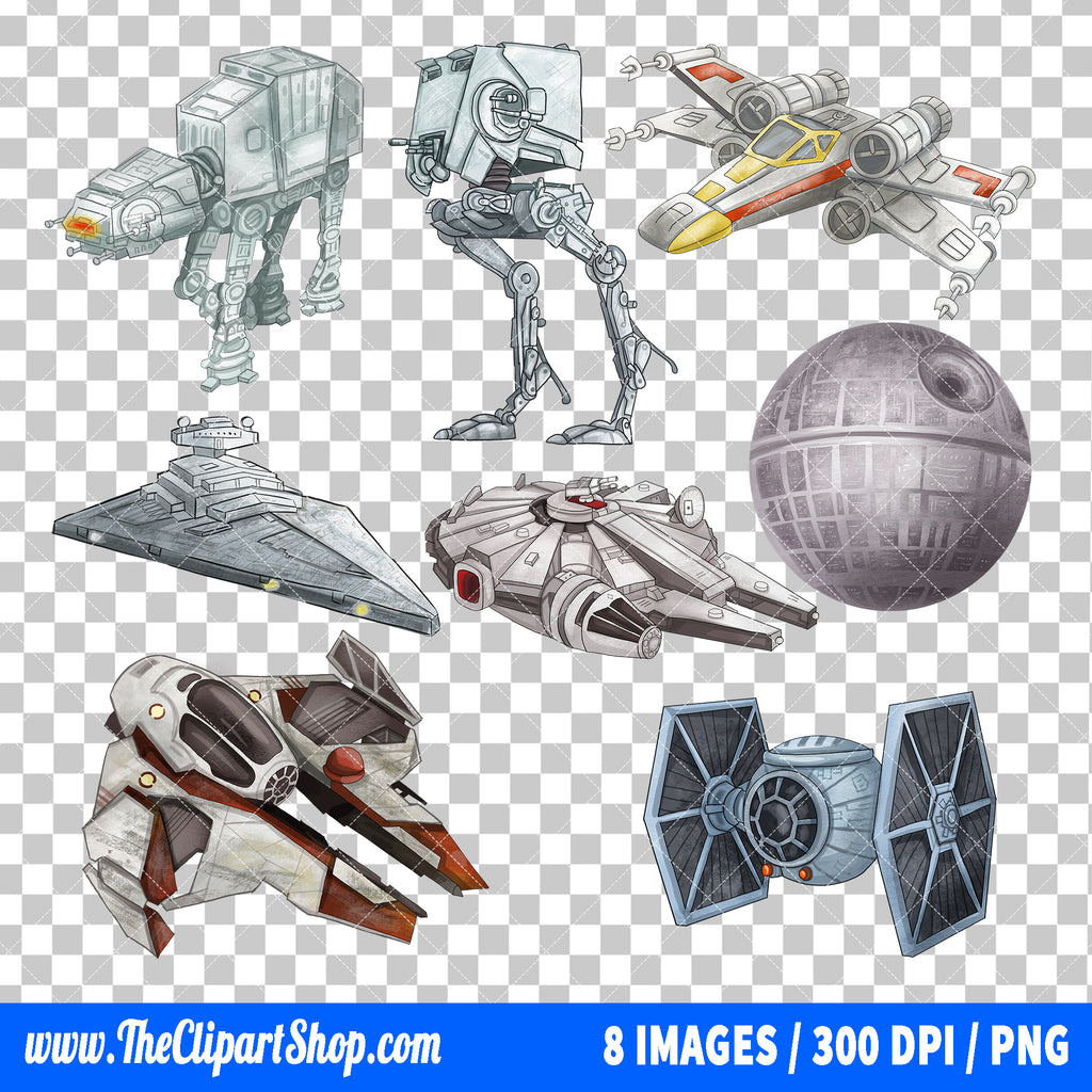 Star Wars Spaceships Clipart PNG Bundle