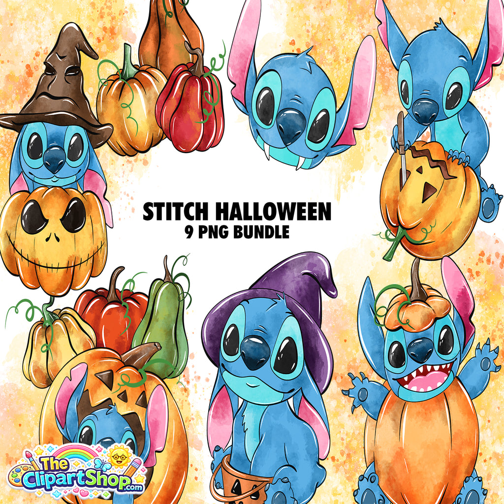Stitch Halloween Clipart PNG Bundle