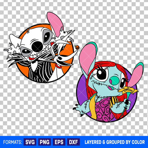 Stitch x Jack And Sally Halloween Bundle SVG Cut Files for Cricut and Silhouette