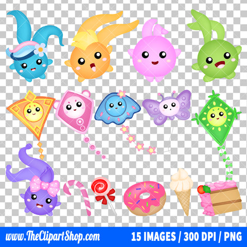 Sunny Bunnies Clipart PNG Bundle