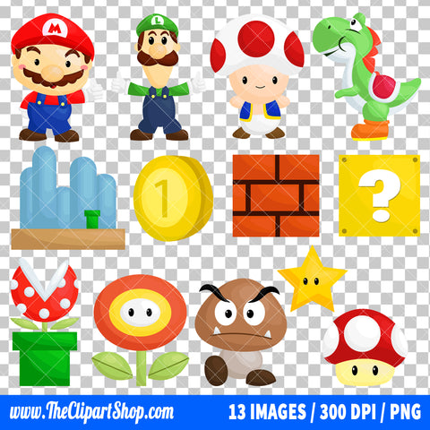 Super Mario Clipart PNG Bundle