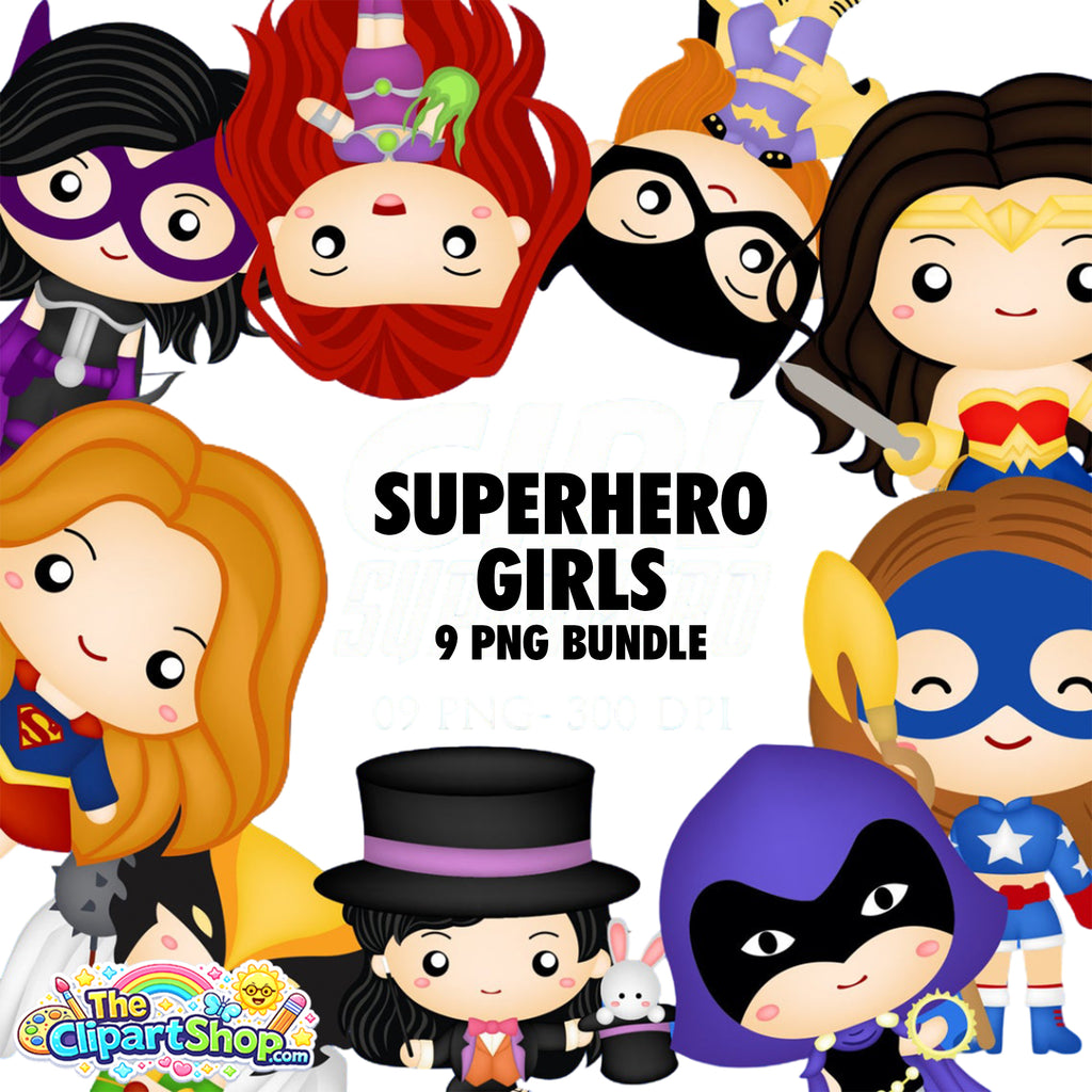 Superhero Girls Clipart PNG Bundle #2