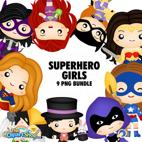 Superhero Girls Clipart PNG Bundle #2