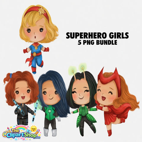 Superhero Girls Clipart PNG Bundle #4