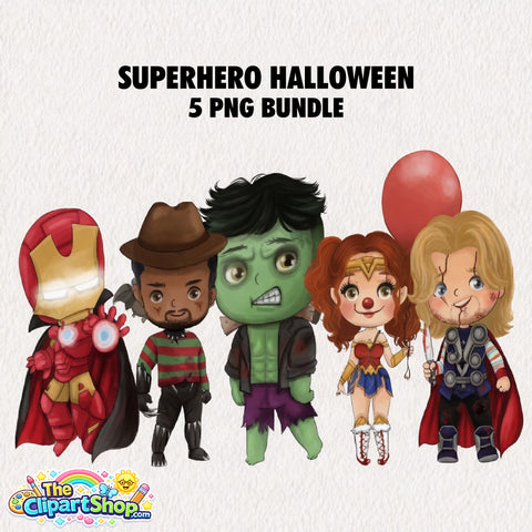 Superhero Halloween Clipart PNG Bundle #2