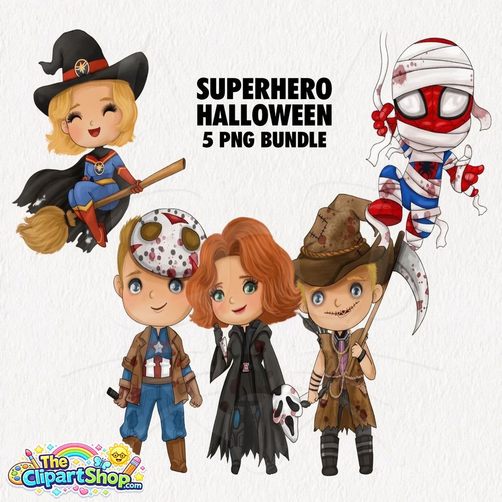 Superhero Halloween Clipart PNG Bundle