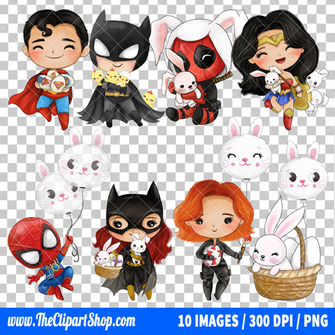 Superheroes Easter Clipart PNG Bundle