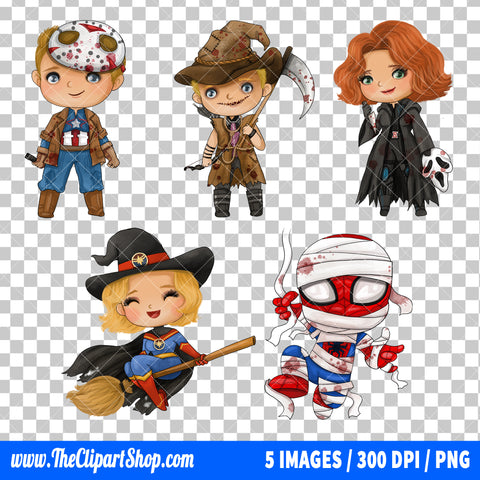 Superheroes Halloween Clipart PNG Bundle #2