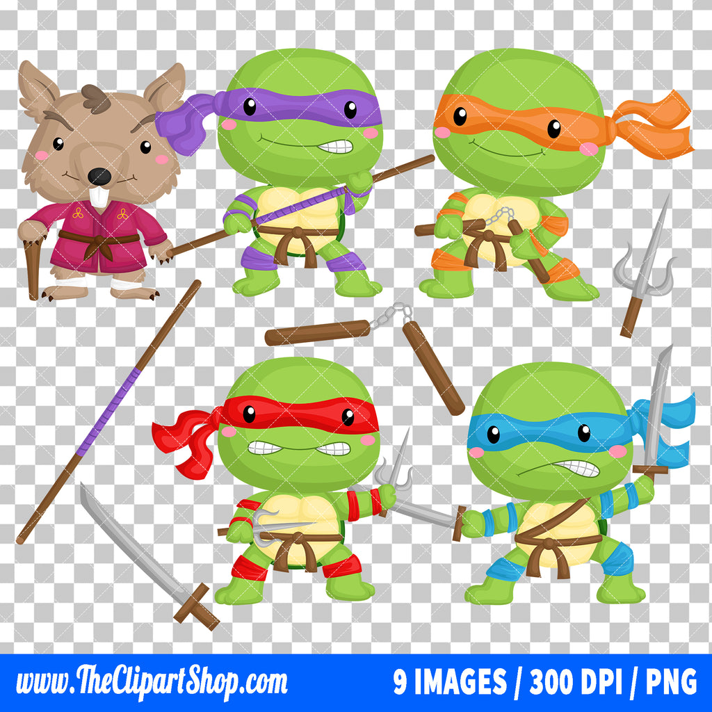 Teenage Mutant Ninja Turtles Clipart PNG Bundle