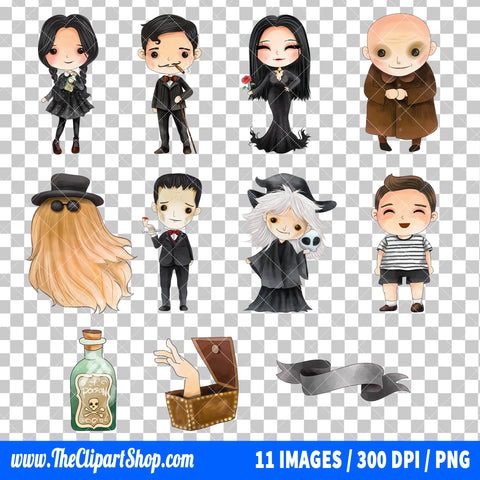 The Addams Family Clipart PNG Bundle