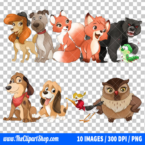 The Fox And The Hound Clipart PNG Bundle