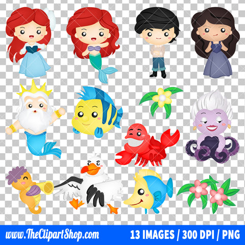 The Little Mermaid Clipart PNG Bundle #2