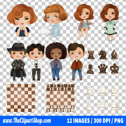 The Queen's Gambit Clipart PNG Bundle