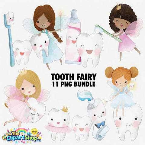 Tooth Fairy Clipart PNG Bundle