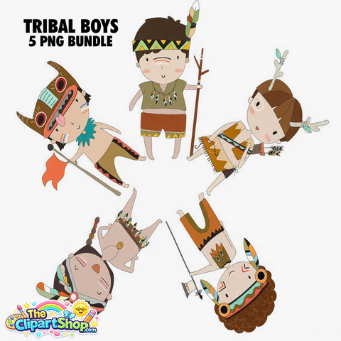 Tribal Boys Clipart PNG Bundle