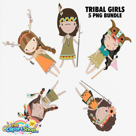 Tribal Girls Clipart PNG Bundle