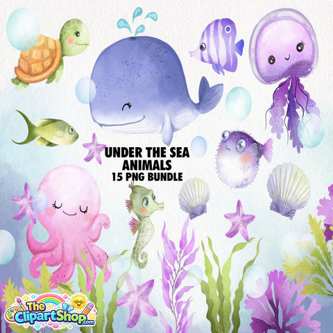 Under the Sea Animals Clipart PNG Bundle #2