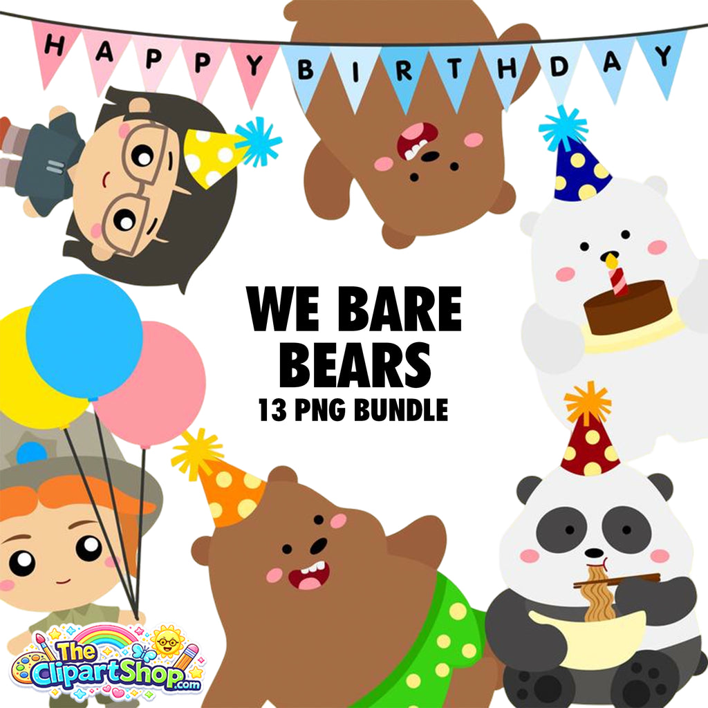 We Bare Bears Clipart PNG Bundle #2