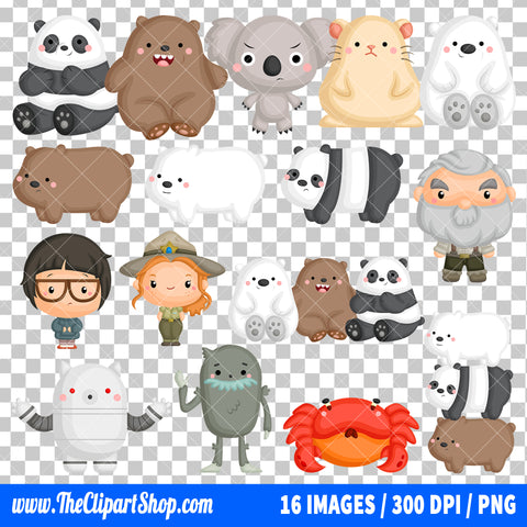 We Bare Bears Clipart PNG Bundle