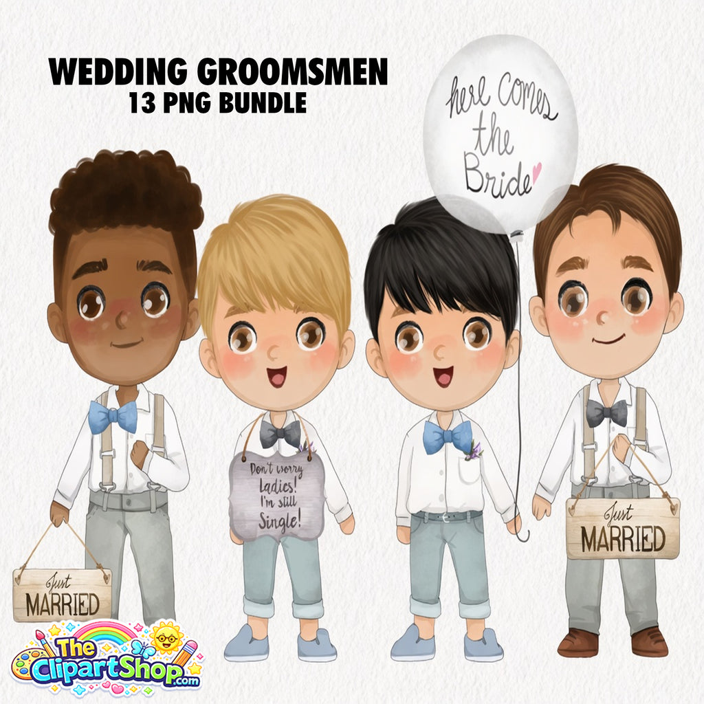 Wedding Groomsmen Clipart PNG Bundle