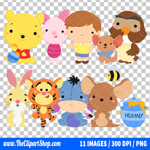 Winnie The Pooh Clipart PNG Bundle