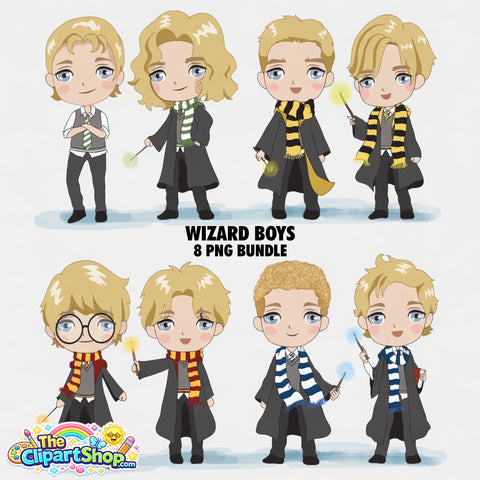 Wizard Boys Clipart PNG Bundle #2