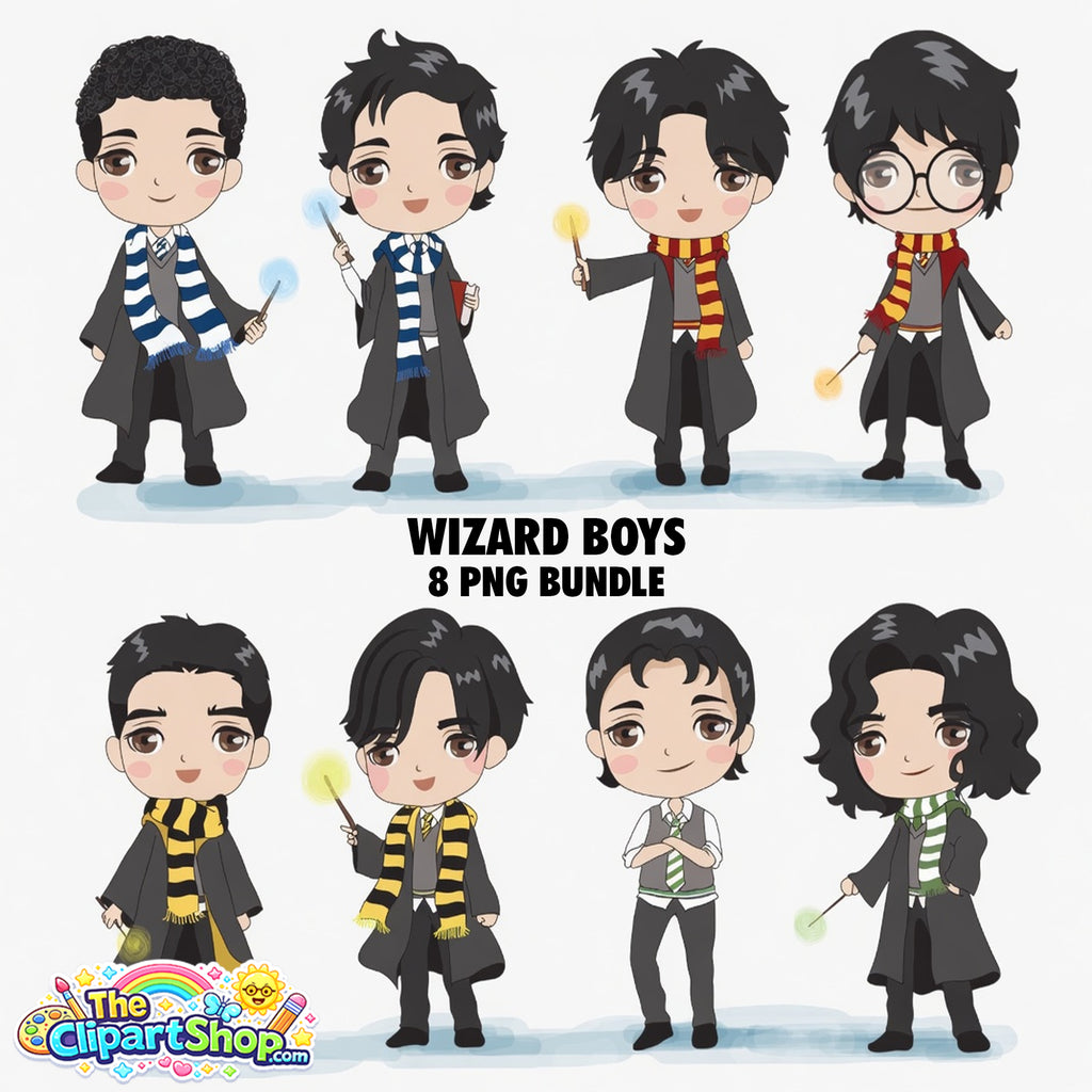Wizard Boys Clipart PNG Bundle