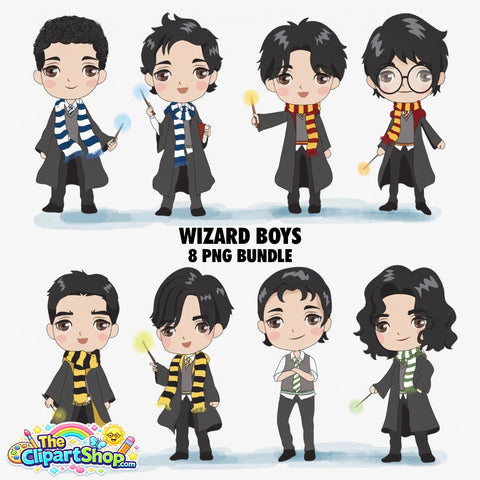 Wizard Boys Clipart PNG Bundle